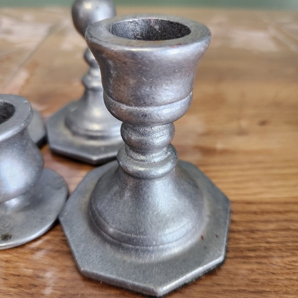 Carson Pewter Candlestick Holders w/Octagon Base Freeport Pa Set of 4 - Picture 2 of 10